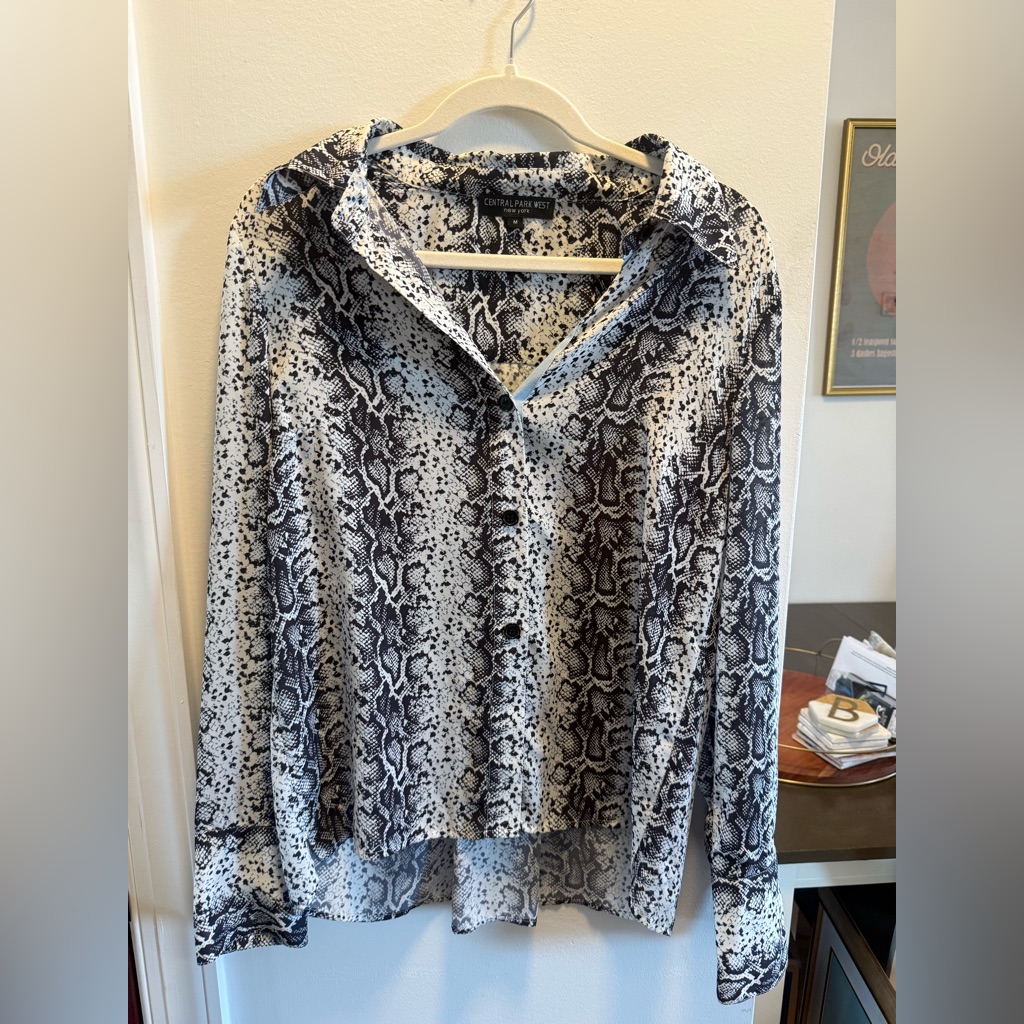 Central Park West Monochrome Snake Print Blouse